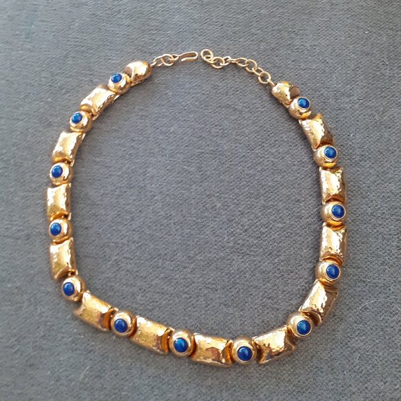 Monet Jewelry - Monet Gold and Blue Necklace